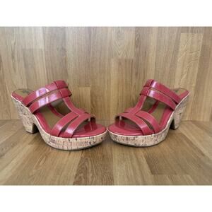 EuroSoft by Sofft Coral Red Cork Wedge Sandals Women’s 8.5M